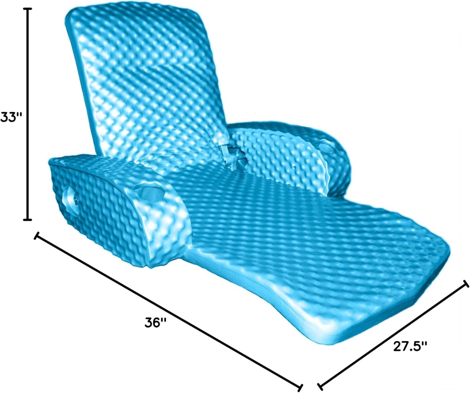 TRC Recreation Super Soft Adjustable Pool Recliner Float Portable Comfortable Chair Lounger with Cup Holders for Swimming Pool Essentials, Marina Blue