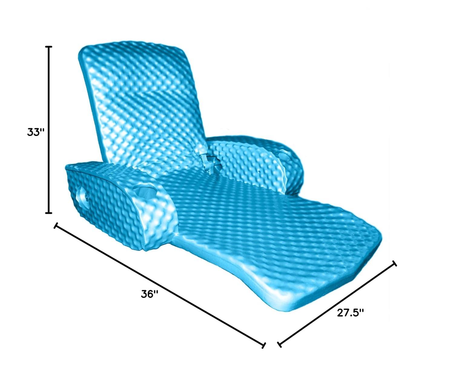 TRC Recreation Super Soft Adjustable Pool Recliner Float Portable Comfortable Chair Lounger with Cup Holders for Swimming Pool Essentials, Marina Blue