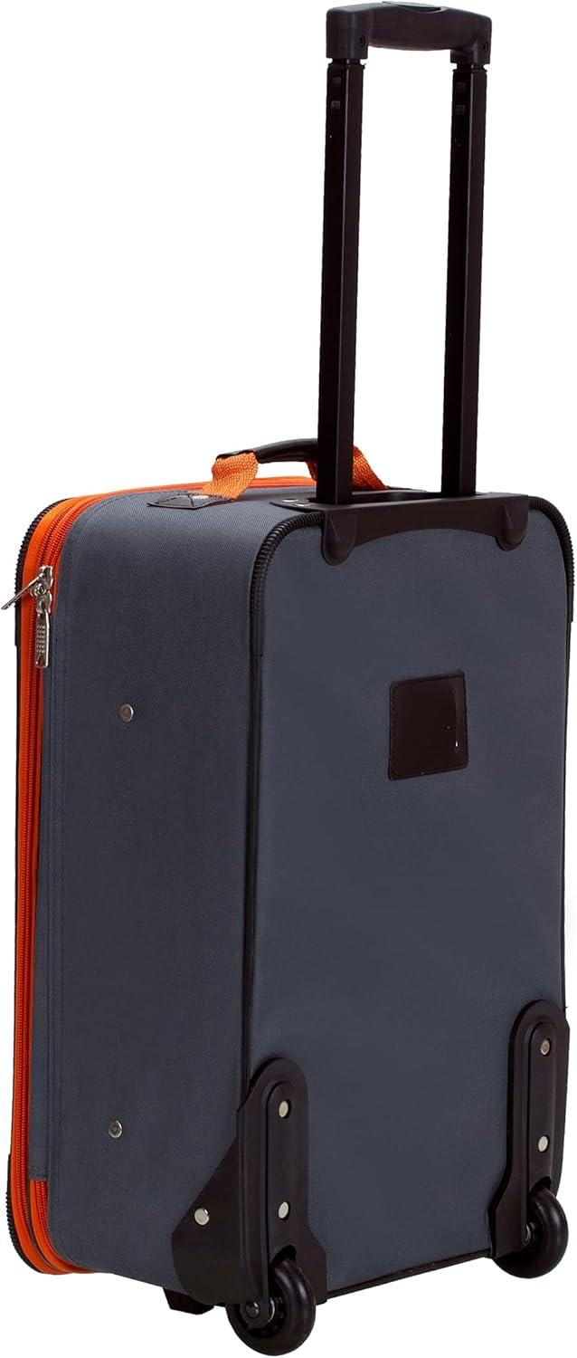 Charcoal Softside 4-Piece Spinner Luggage Set with Orange Trim