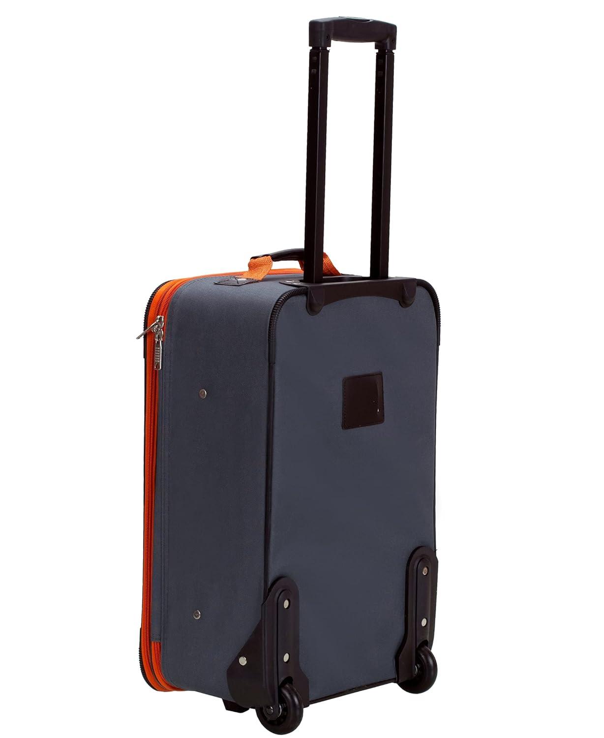 Charcoal Softside 4-Piece Spinner Luggage Set with Orange Trim