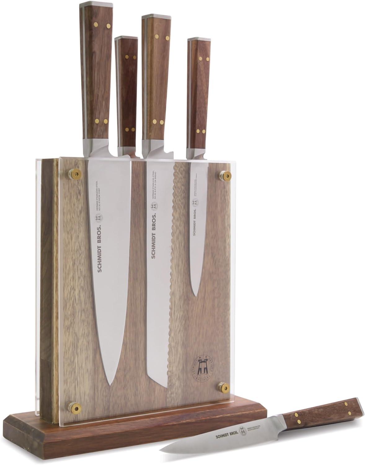 Schmidt Brothers Cutlery Schmidt Brothers™ Cutlery Walnut & Brass 6 Piece Knife Block Set & Reviews | Wayfair