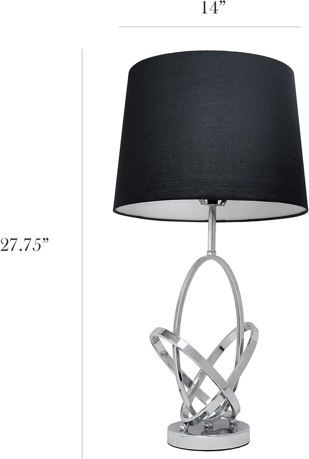 Mod Art Polished Table Lamp with Shade Metallic Silver - Elegant Designs: UL Listed, 3-Way Switch, No Assembly Required