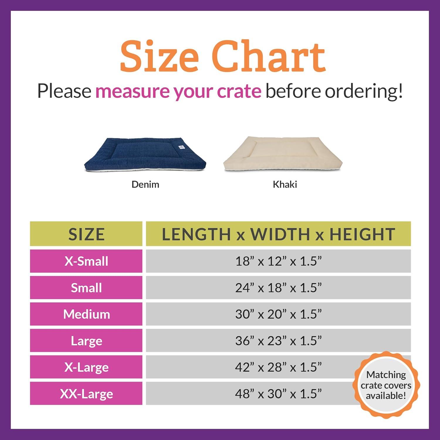 Pet Dreams Dog Crate Pad - Washable Kennel Mat, Crate Pads for Dog Cages, Non-Toxic, Flat Indoor Cat Bed, Fits iCrate 18, 24, 30, 36, 42, 48 inches (Khaki, Small, 24")