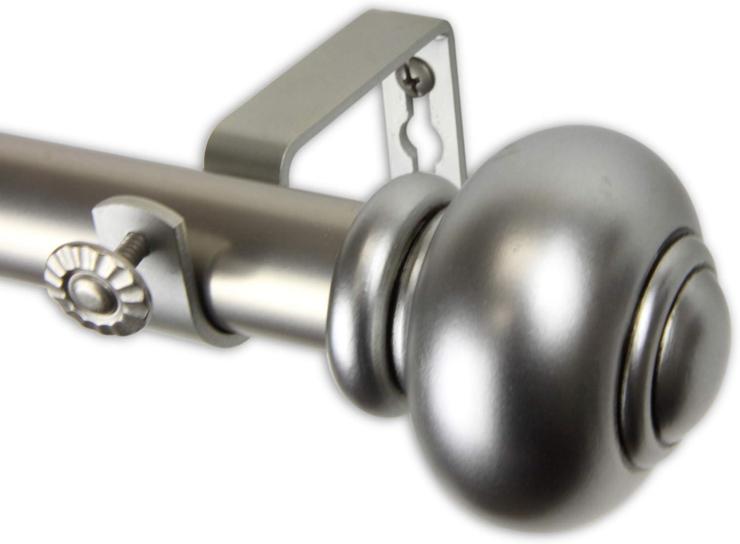 Satin Nickel Adjustable Curtain Rod with Finials, 120-170 inch