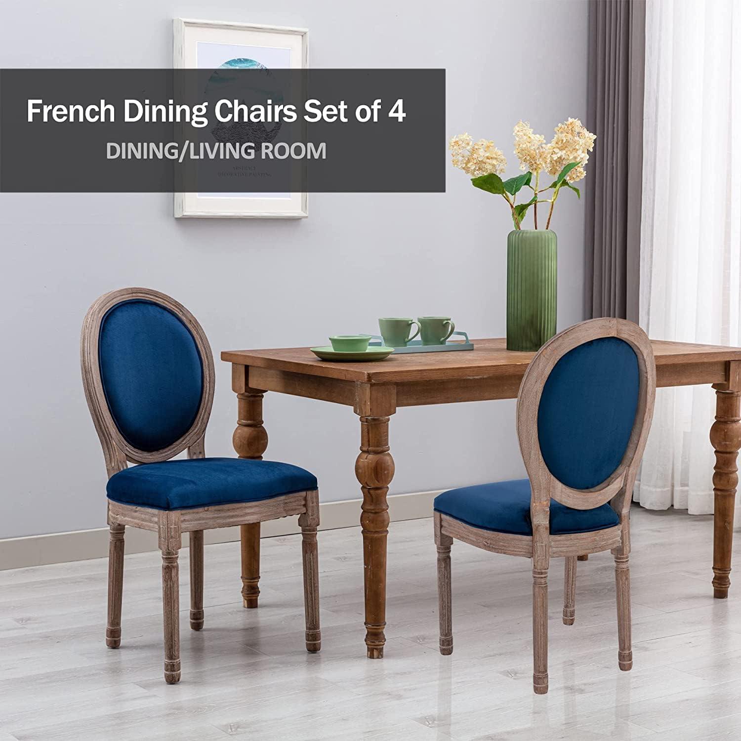 One Allium Way® French Style Vintage Solid Wood Upholstered Dining Chair (Set of 4)