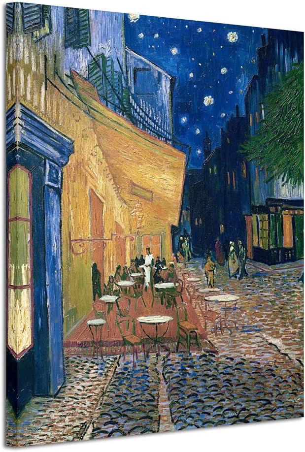 Wieco Art Cafe Terrace at Night Canvas Prints Wall Art by Van Gogh Classic Oil Paintings Reproduction Large Gallery Wrapped Cityscape Picture Giclee Artwork for Dining Room Home Office Decorations