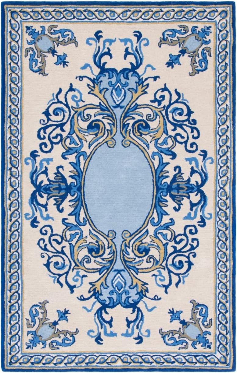 Empire Blue and Ivory Hand-Tufted Wool 3' x 5' Rug