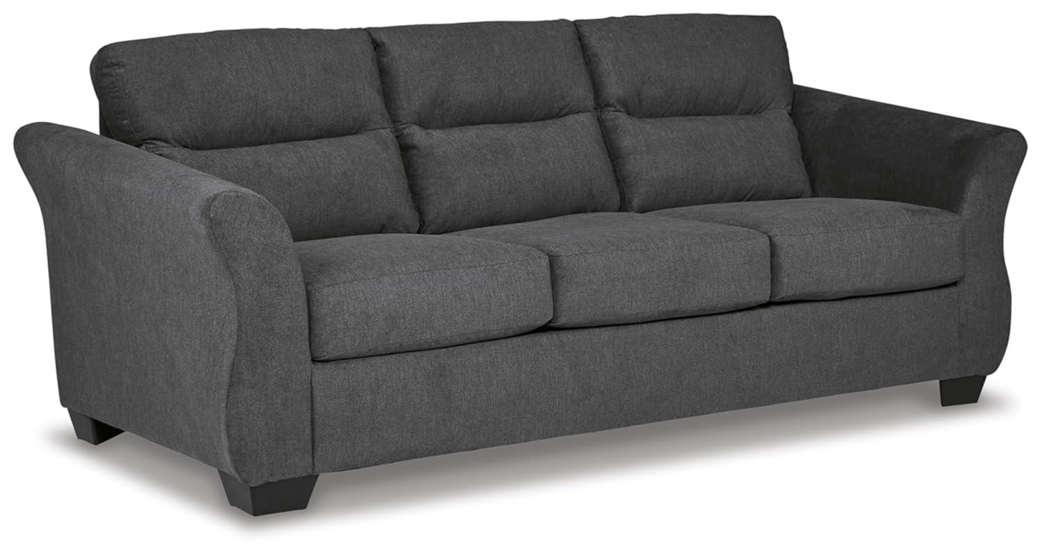 Gunmetal Tufted Fabric Sofa with Flared Arms