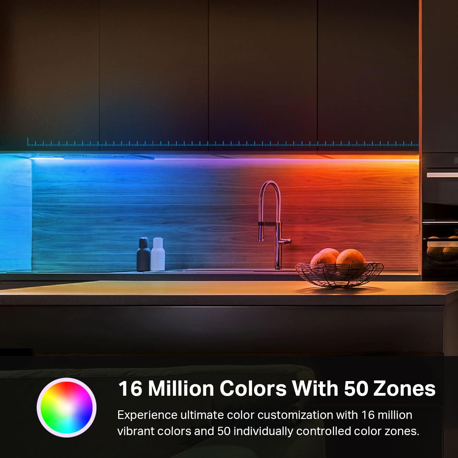 Kasa Smart LED Light Strip, 50 Color Zones RGBIC, 16.4 ft. Wi-Fi LED Strip Works with Alexa, Google Assistant & SmartThings, High Brightness with 16 Million Colors, Trimmable (KL420L5)