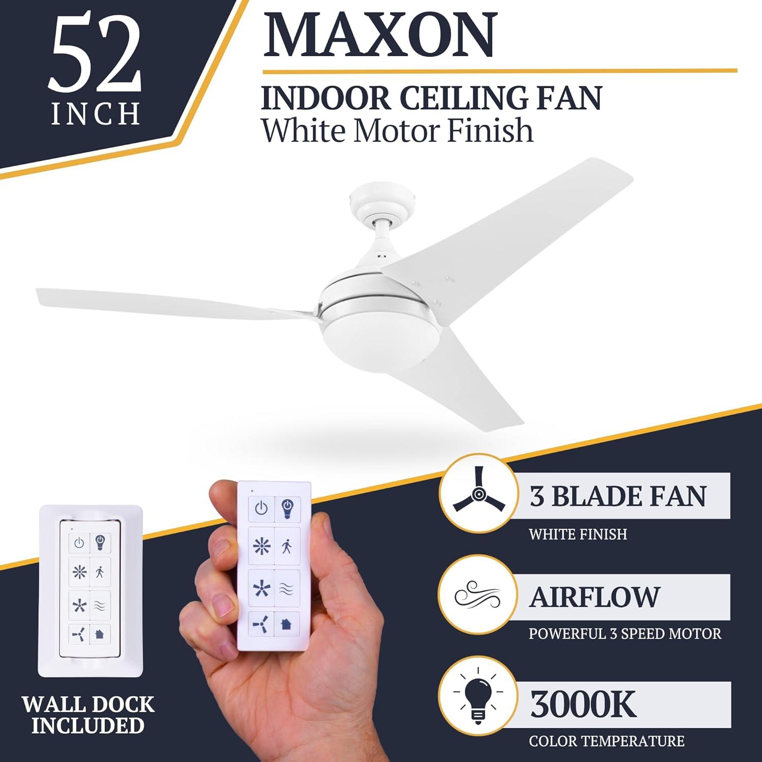Prominence Home 51873-45 52 in. Remote Control Contemporary Indoor LED Ceiling Fan with Light - White