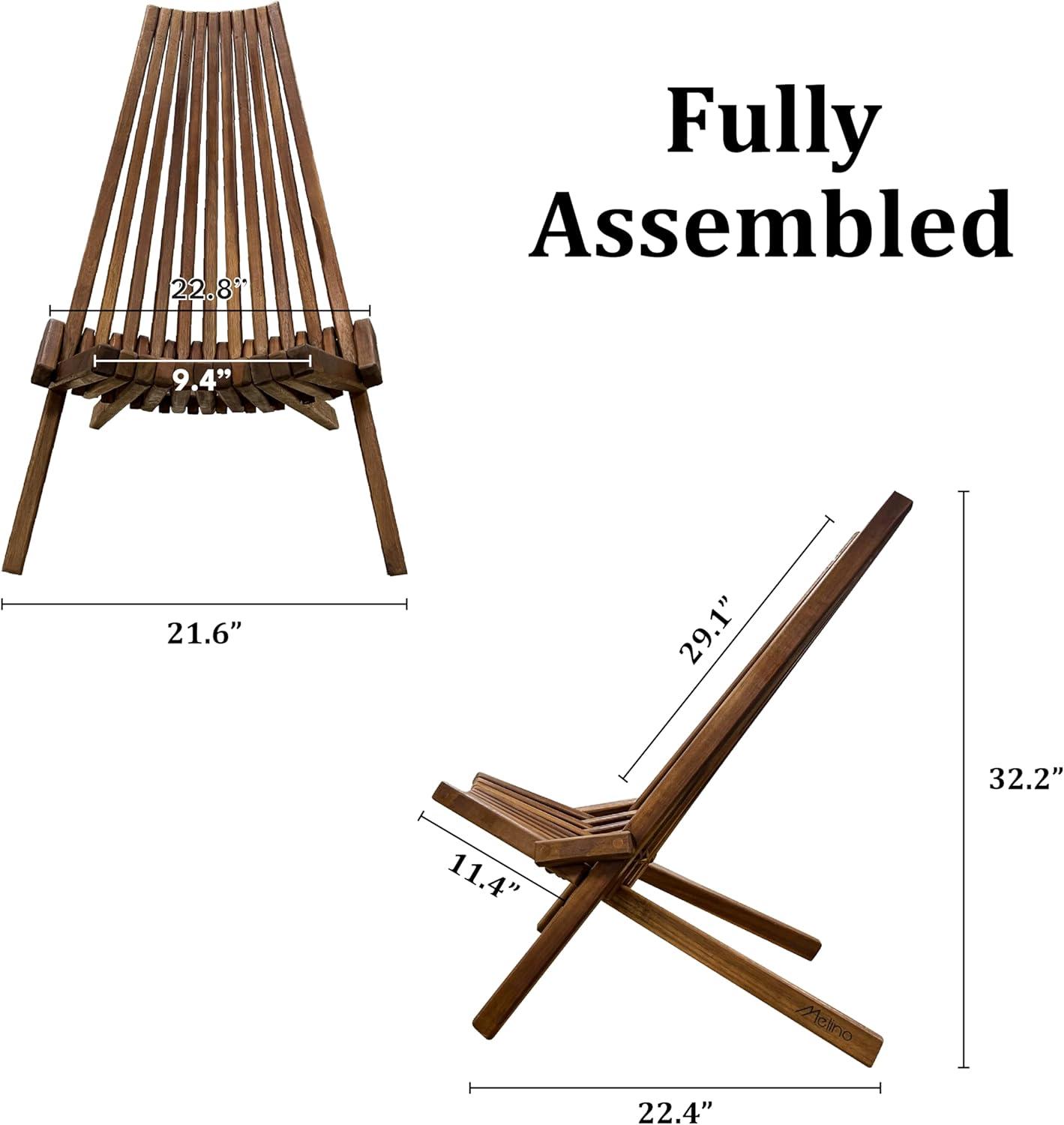 Espresso Acacia Wood Foldable Outdoor Lounge Chair