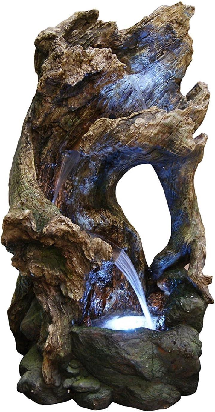 Rustic 39" Brown Tree Trunk Water Fountain with LED Lights