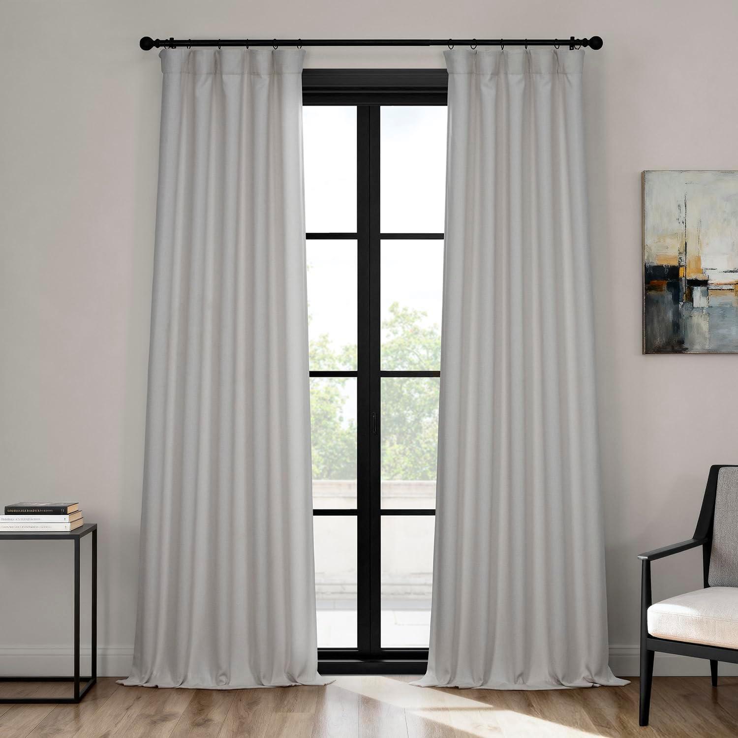 HPD Half Price Drapes Birch Faux Linen Room Darkening Curtains for Bedroom & Living Room Curtains (1 Panel), Door & Window Curtains 84 inches long, Rod Pocket Curtains & drapes, 50W X 84L