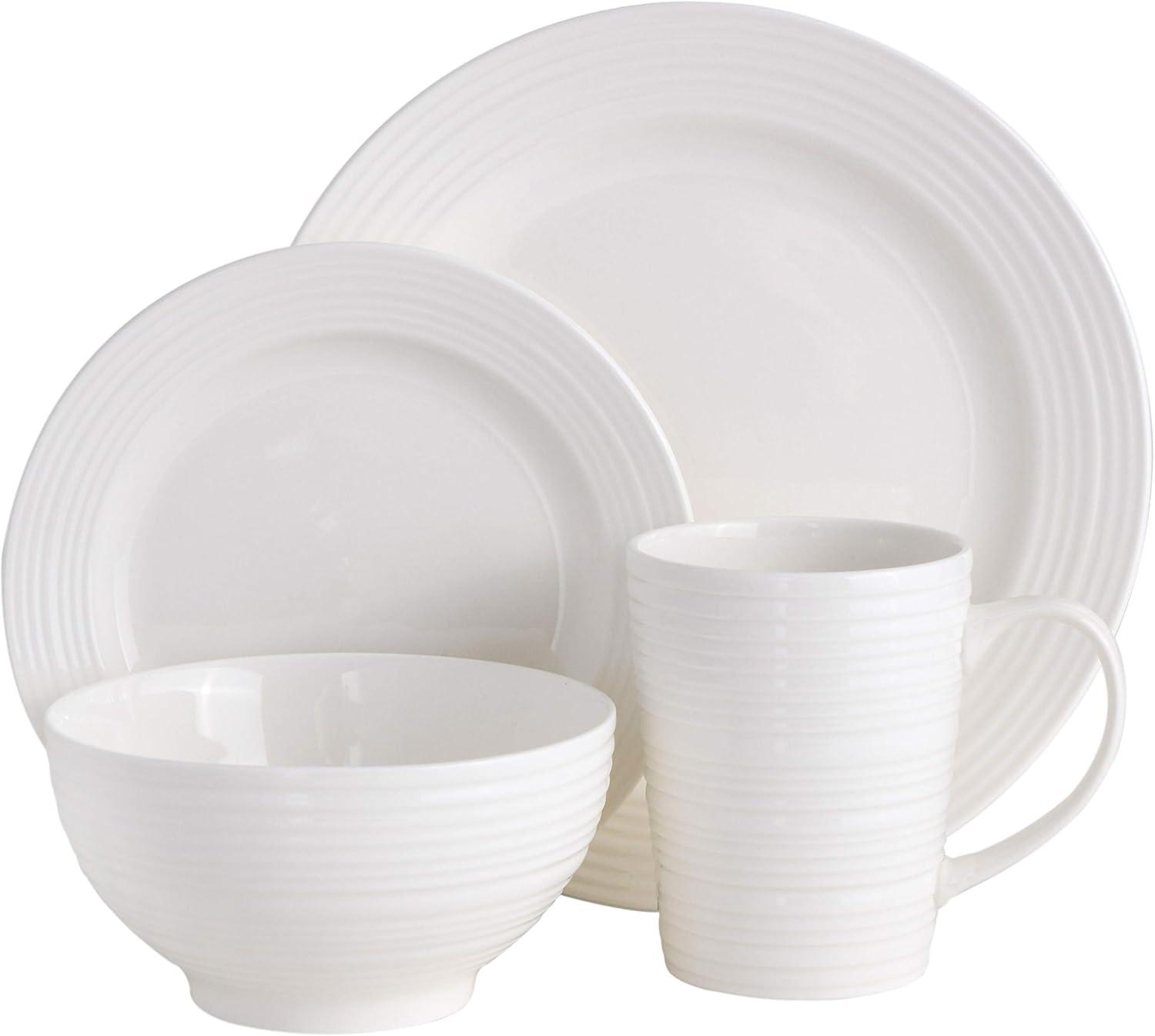 Gibson Home Classic Porcelain Zen Buffet Round Dinnerware Set with Multi Sized Plates, Bowls, and Mugs