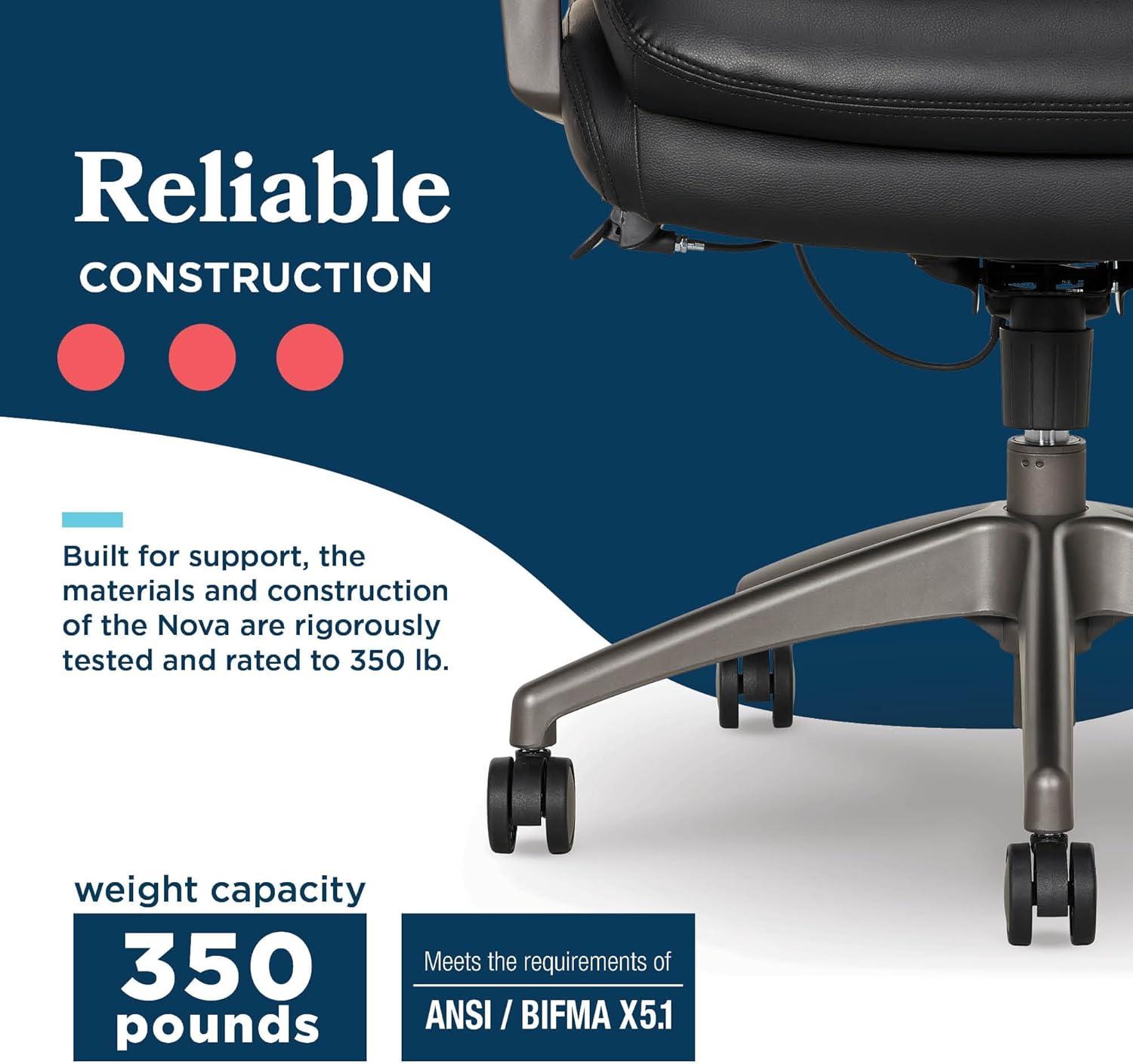 La-Z-Boy La-Z-Boy® Nova Executive Office Chair, Patented AIR Ergonomic Support Technology®, High-Back Premium Comfort & Support, Vegan PU Leather