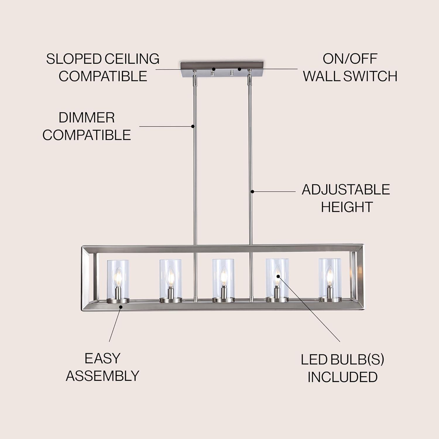 JONATHAN Y Anna Linear 5-light Metal/Glass LED Pendant