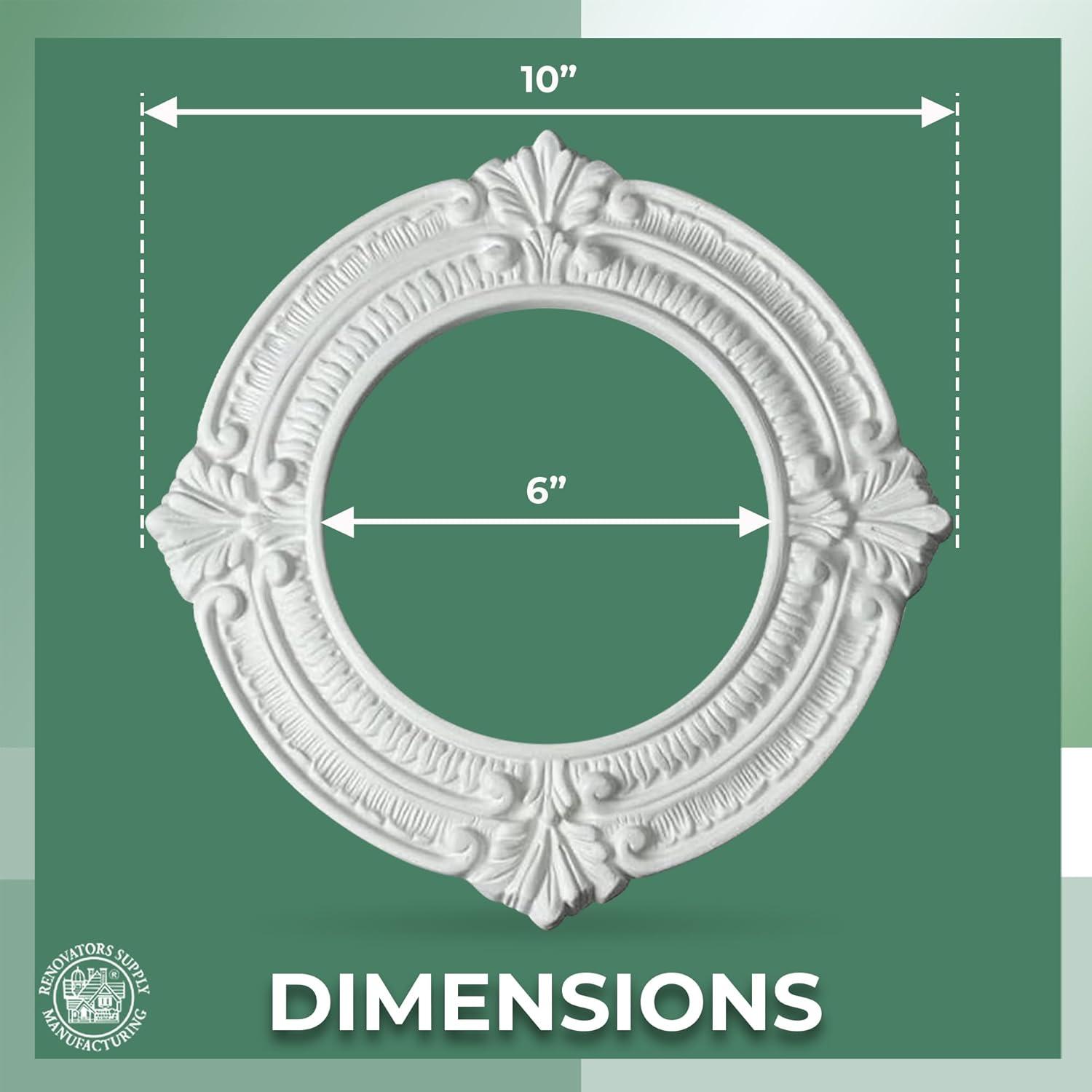 White Ceiling Medallion Urethane Recessed Trim 6" ID X 10" OD