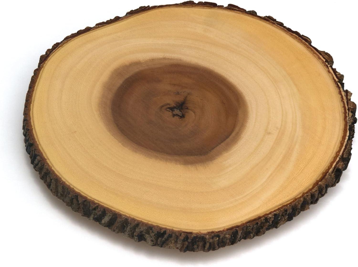Lipper International 13-15in Acacia Tree Bark Footed Server