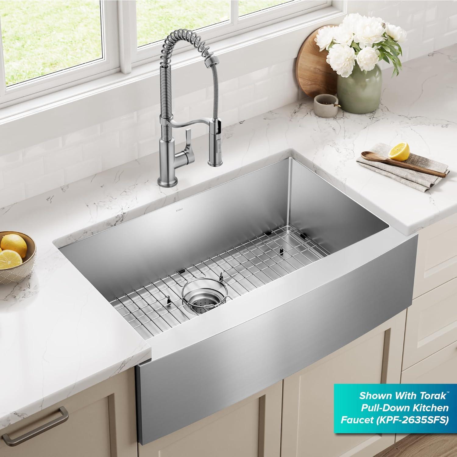 LUKX Farmhouse Single Bowl Stainless Steel Kitchen Sink HU3322S