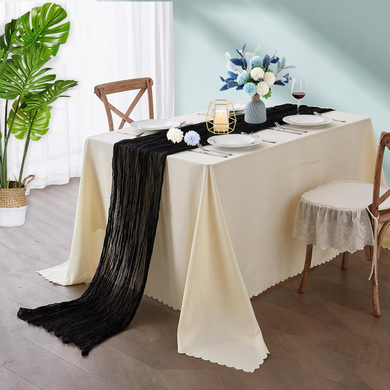 Mint Green Cheesecloth Table Runner 6 Pack 35" Boho Gauze Runner 120 inches Long Tablecloth Runner Rustic Sheer Fabric Bulk for Baby Shower Wedding Bridal Birthday Party Table Decorations