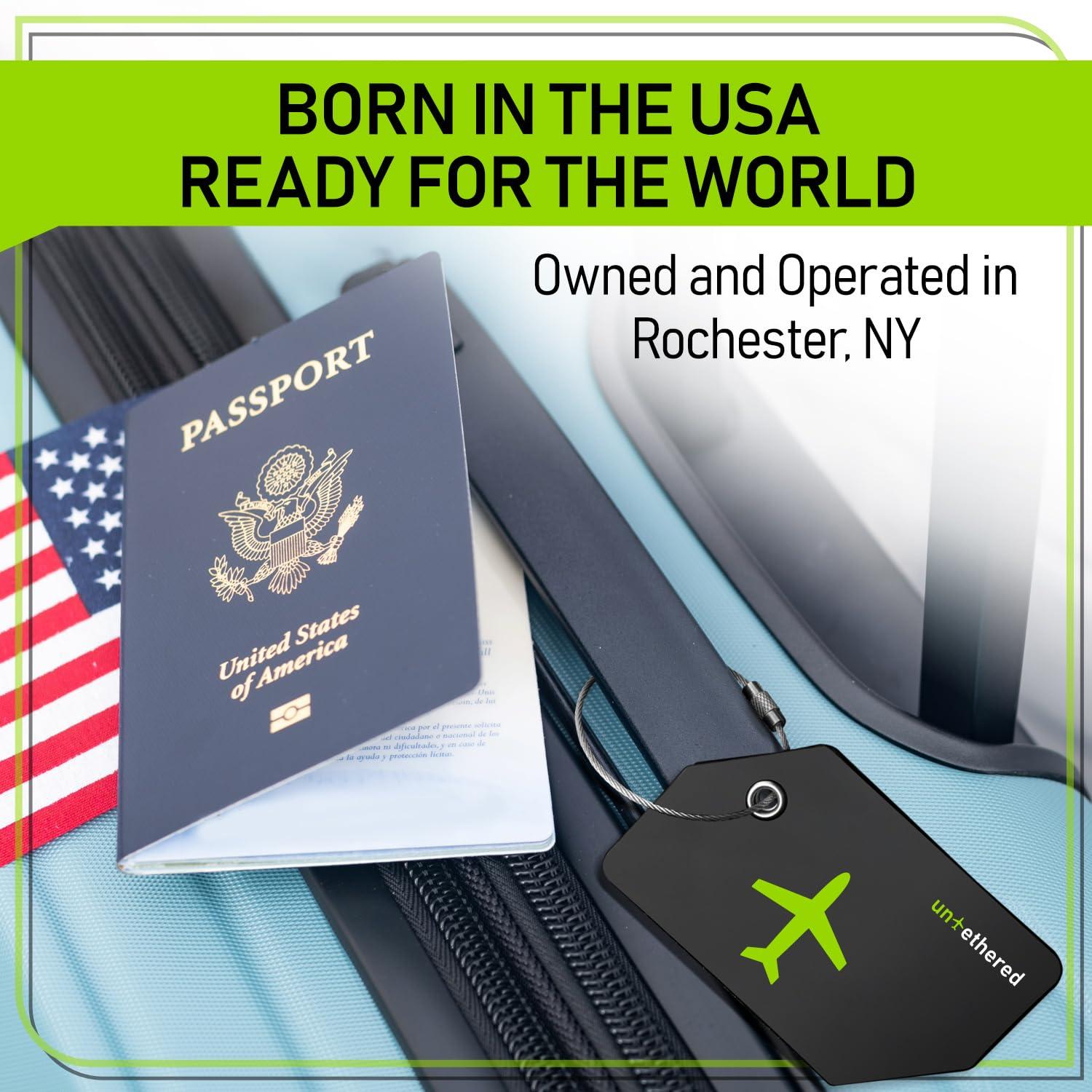 Untethered 4-Pack Luggage Tag Set | Luggage Tags, Luggage Tags for Suitcases, Bag Tag, Luggage Tags 4 Pack, Suitcase Tags, Identifiers Travel Bag Tags for Luggage, Name Travel Tags for Luggage