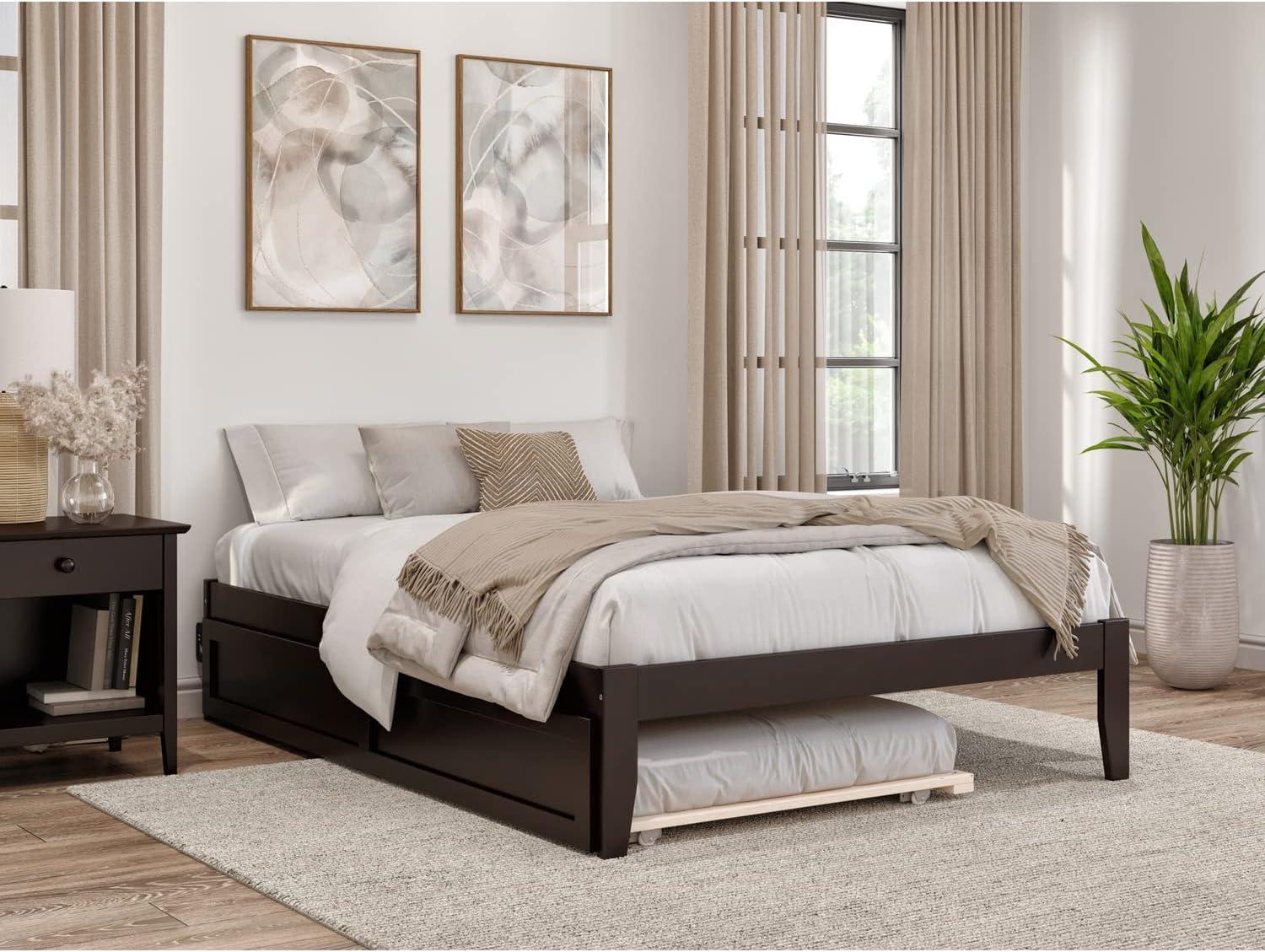 Espresso Full Platform Bed with Twin Trundle and Drawers