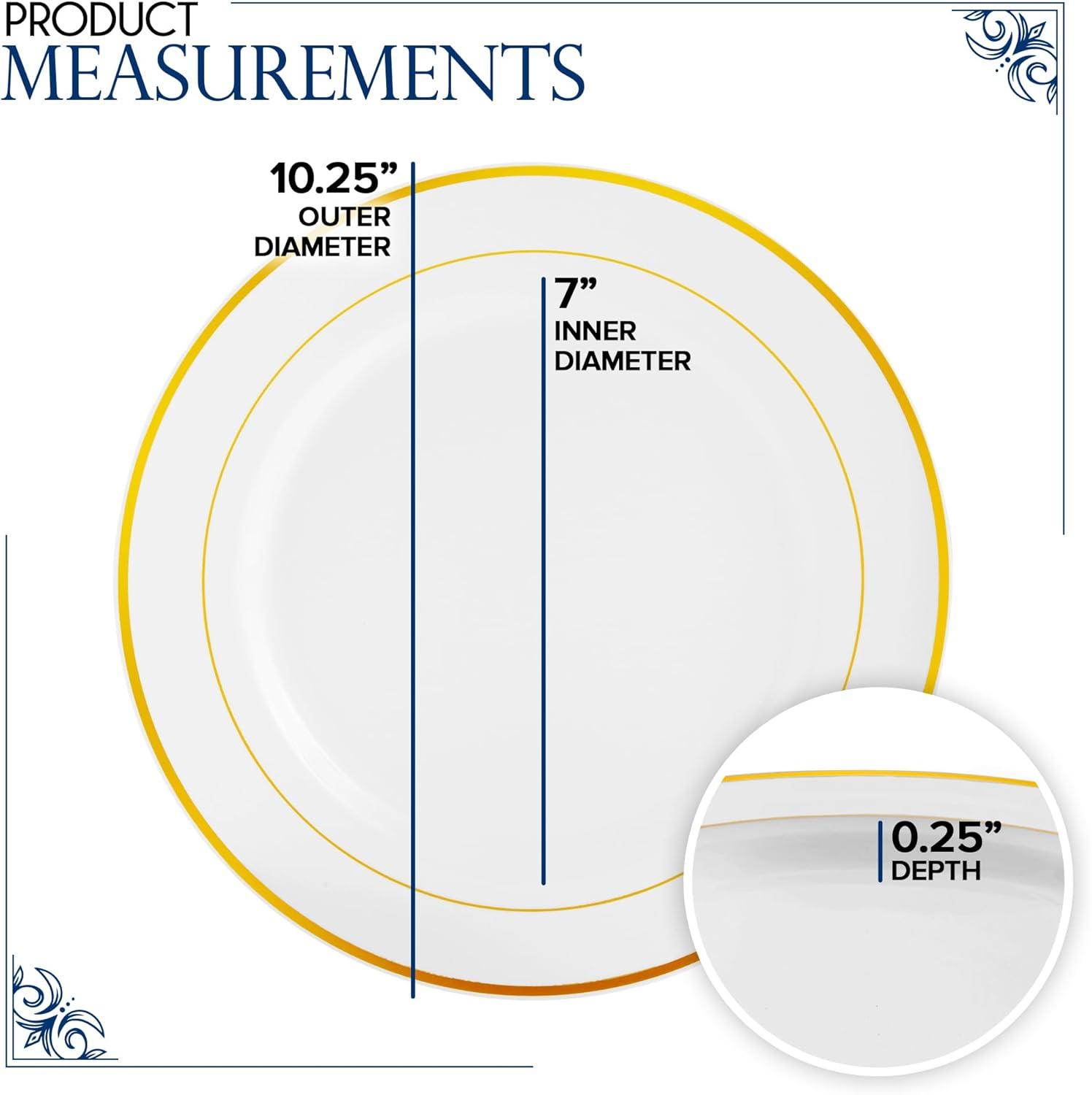 10 Inch Silver Rim Plastic Dinner Plate For 100 Guests