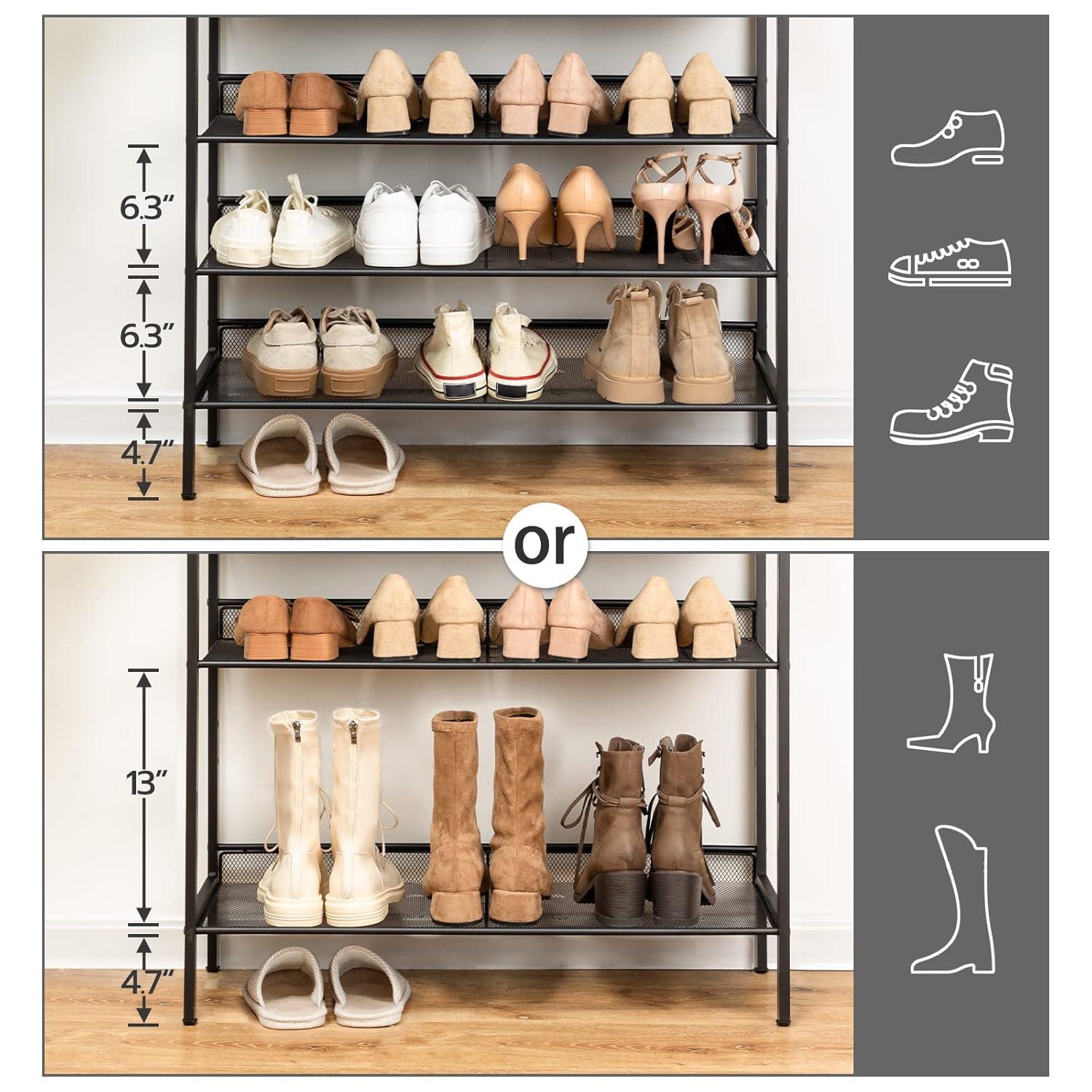 HOOBRO 5-Tier Shoe Rack Storage with Adjustable Shelf for 16 Pairs Shoes Entryway Hallway BF01XJ01