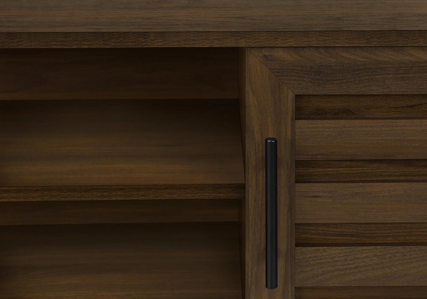 Monarch Specialties Tv Stand 72 Inch Console Media Entertainment Center Storage Cabinet Brown Laminate Black Wood Legs Transitional