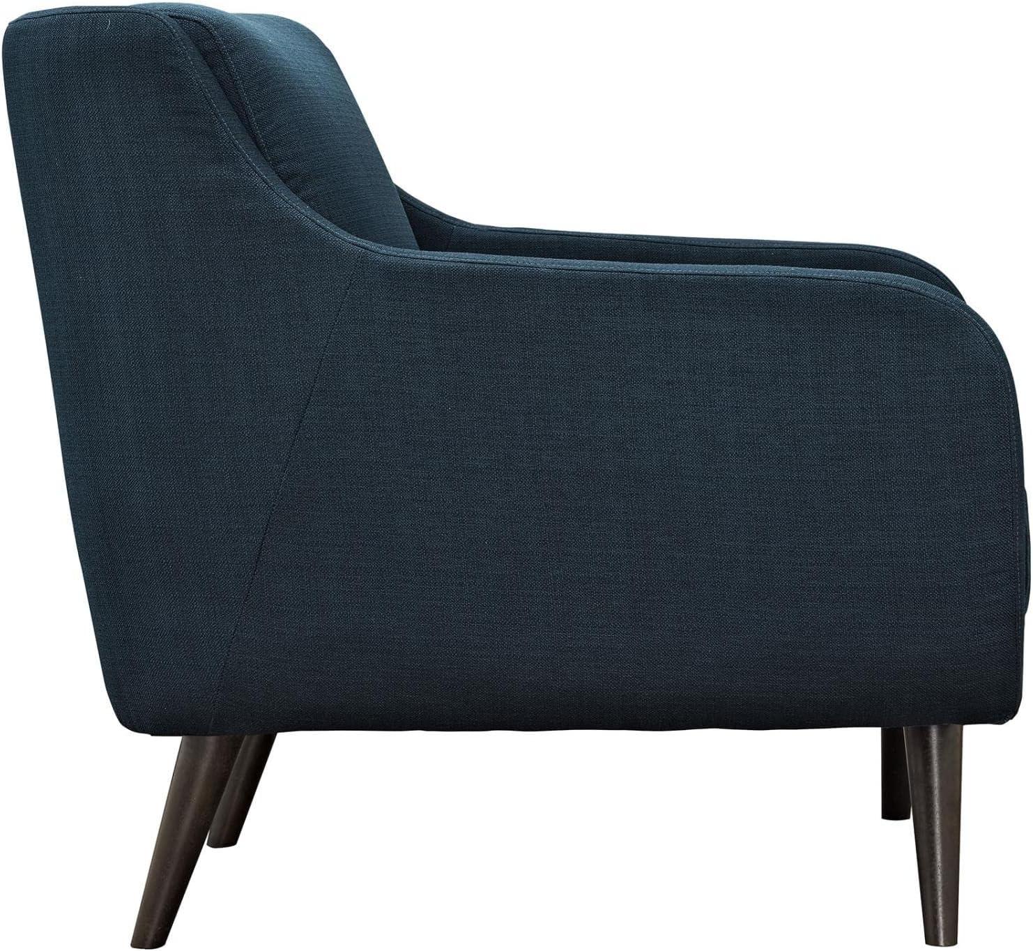 Azure Mid-Century Minimalist Accent Chair with Espresso Wood Legs