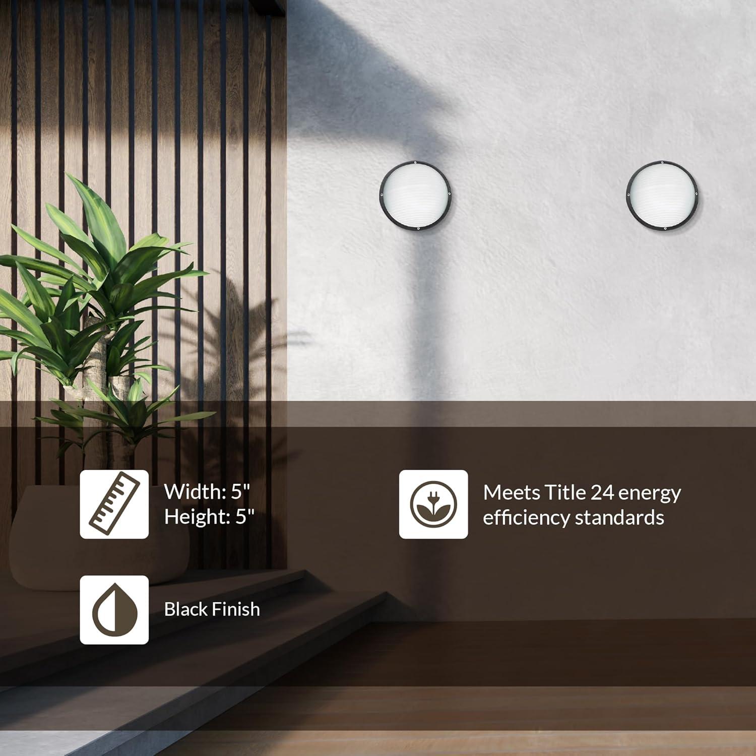 Bayside 1-Light Outdoor 5 in. Black Wall/Ceiling Fixture