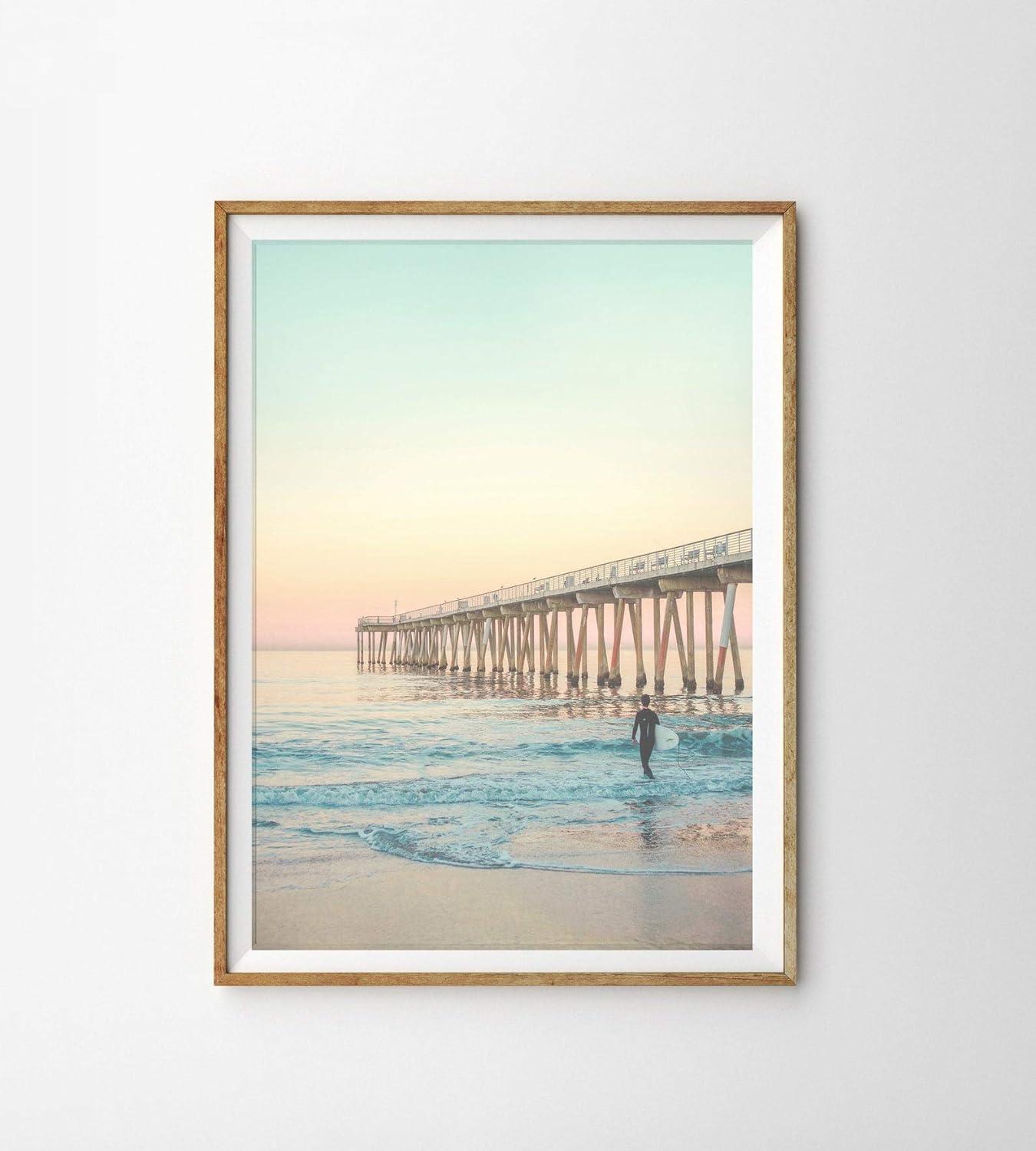 Set of 6 California Coastal Surf Unframed Wall Art Prints