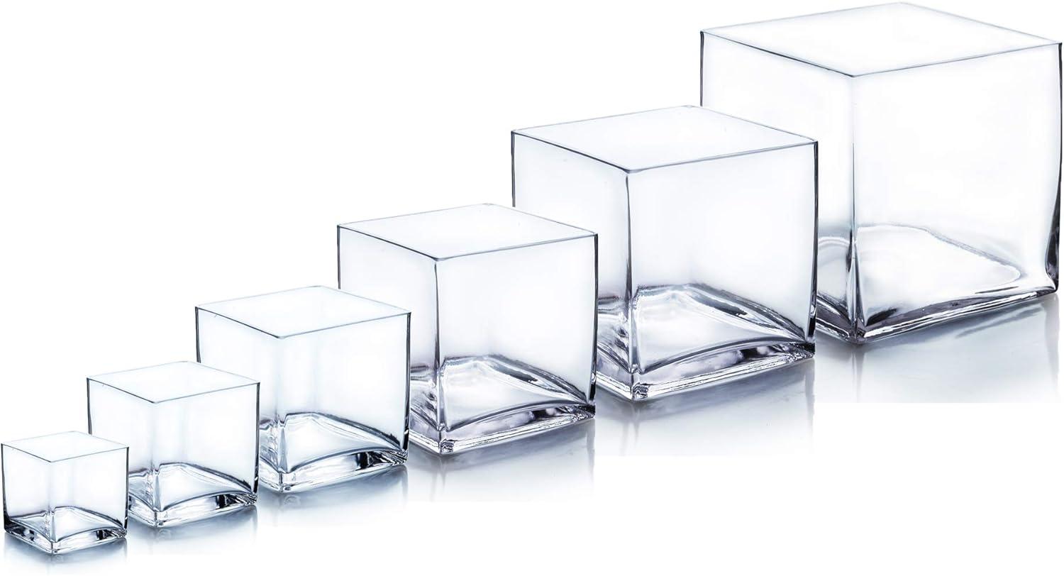 Elegant Clear Glass 6" Cube Vase for Sophisticated Decor