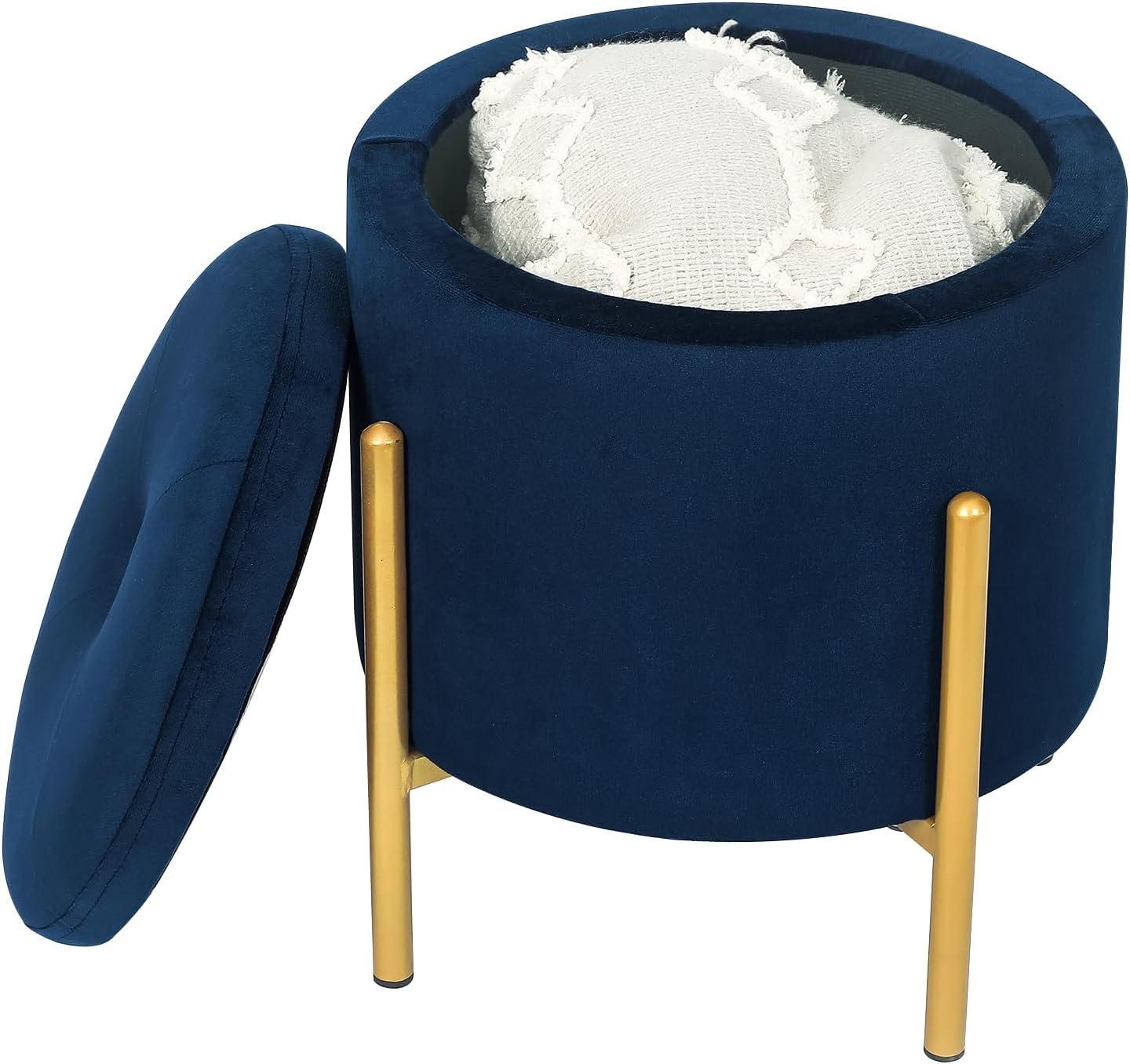 Malina Velvet Metal Storage Ottoman Navy Blue/Gold - Baxton Studio