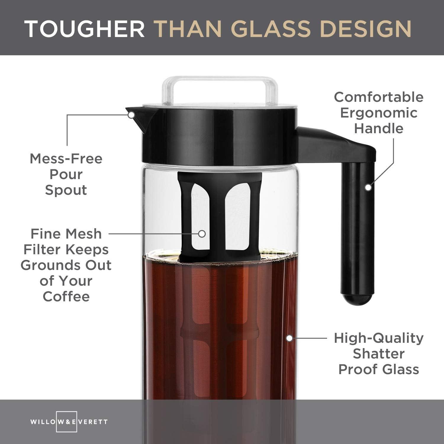 1.3L Glass Cold Brew Coffee Maker with Stainless Steel Filter