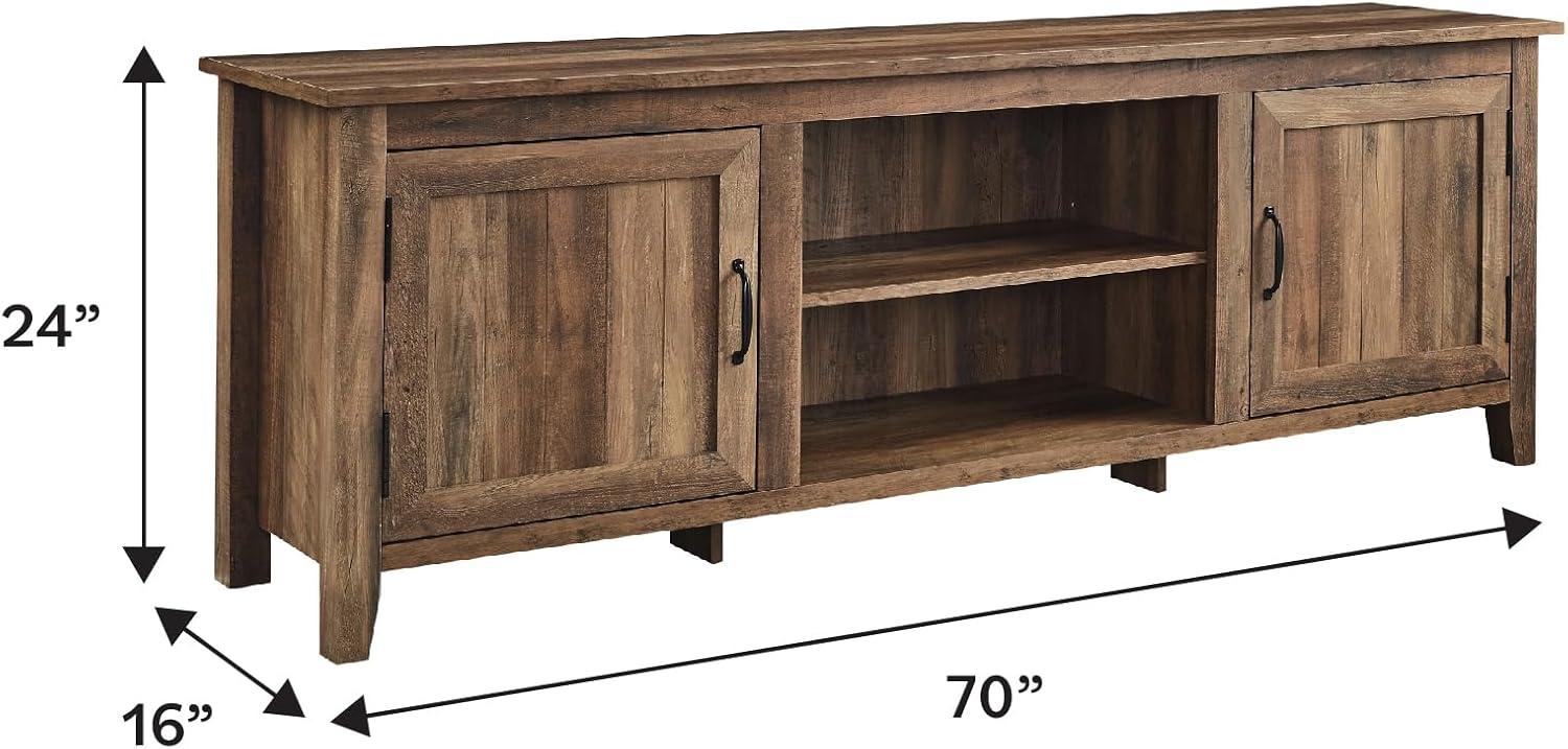 70" Farmhouse TV Stand Console with Side Grooved Doors in Rustic Oak