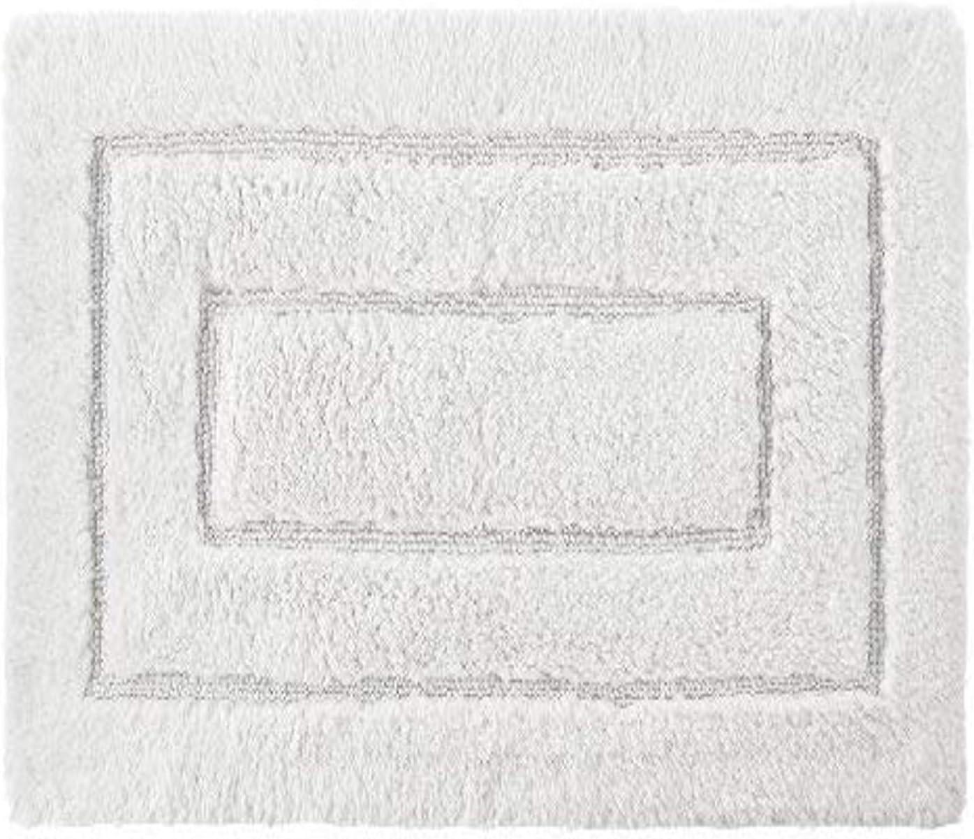 White Egyptian Cotton Bath Mat with Indented Trim Pattern