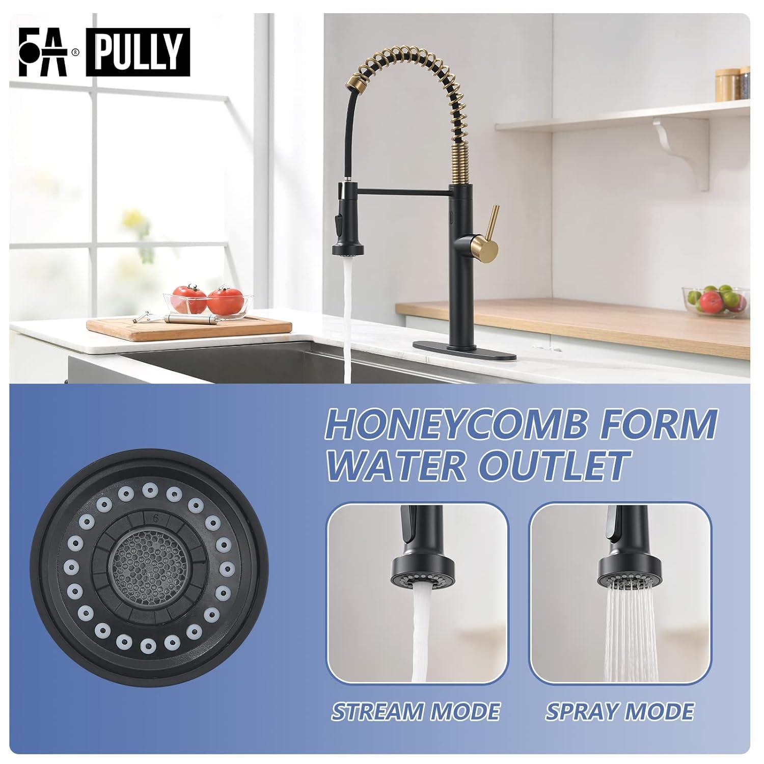 Fapully Touchless Kitchen Faucet with Pull Down Sprayer, Brushed Gold Motion Sensor Smart Commercial Single Handle Single Hole Faucet for Kitchen Sink
