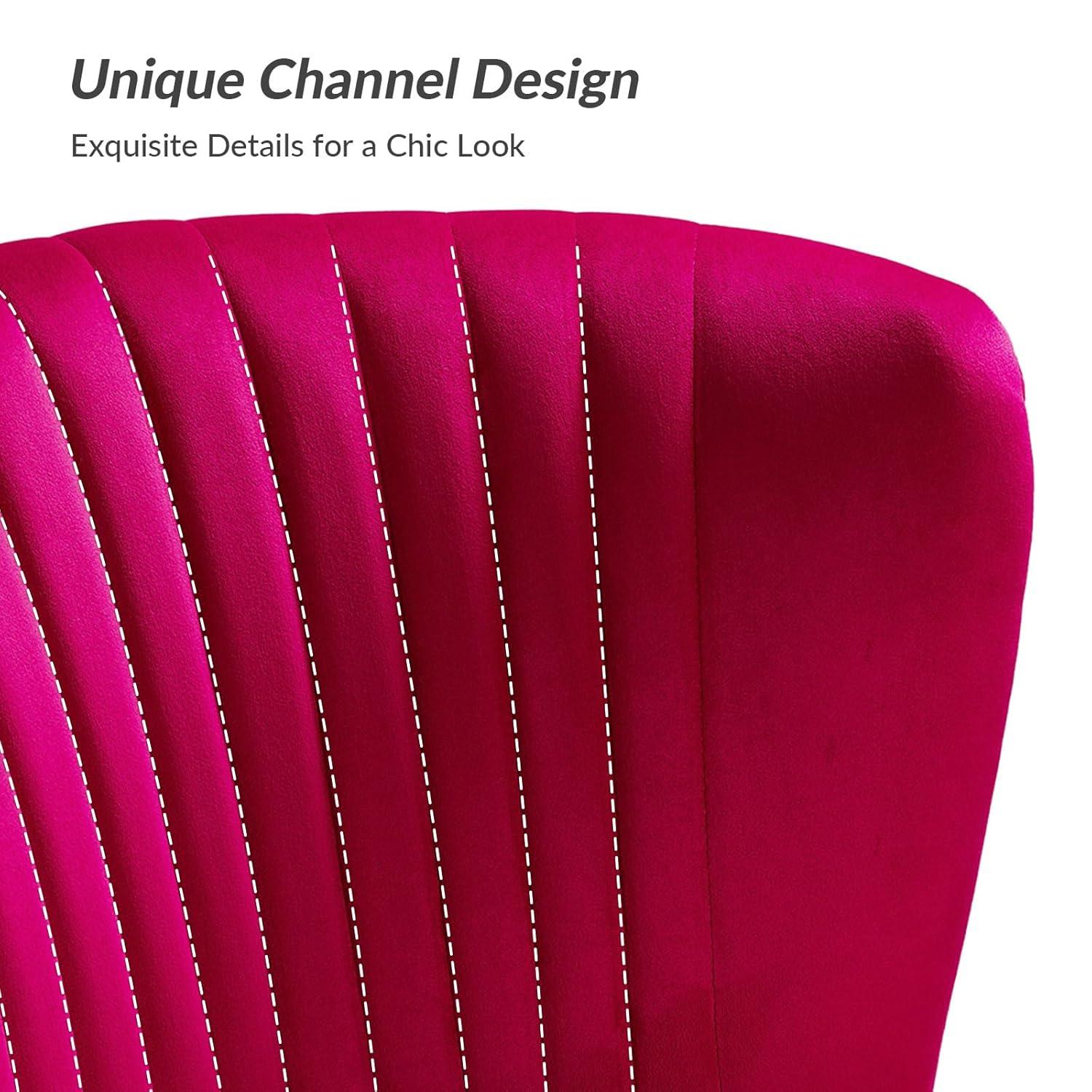 HULALA HOME Monica Modern Velvet Curved Tufted Back Loveseat with Metal Tapered Legs by  FUCHSIA