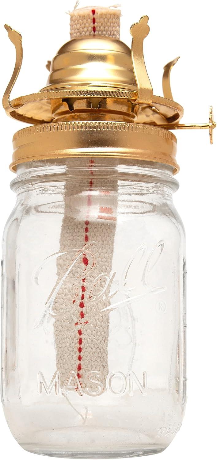 Brass Plated Oil Burner for Mason Jars - Turn Any Mason Jar into a Vintage Lamp