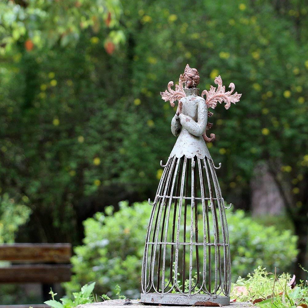 Morning View Metal Praying Angel Garden Statue Decor for Yard Art Outdoor Standing Large Angel Decorations Antique Patio Patio Lawn Holiday Christmas 18 Inches Tall