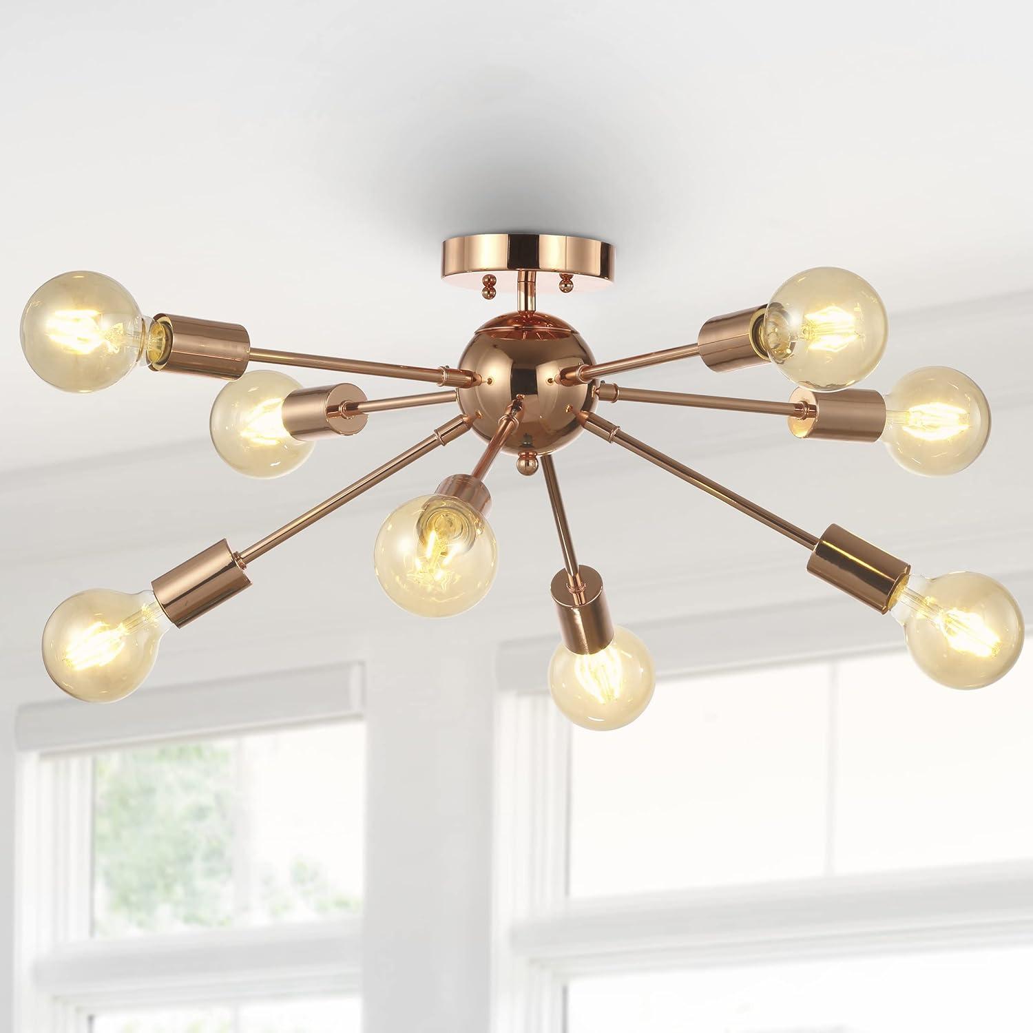 Copper 30.5" 8-Light Sputnik Metal LED Flush-Mount, Copper