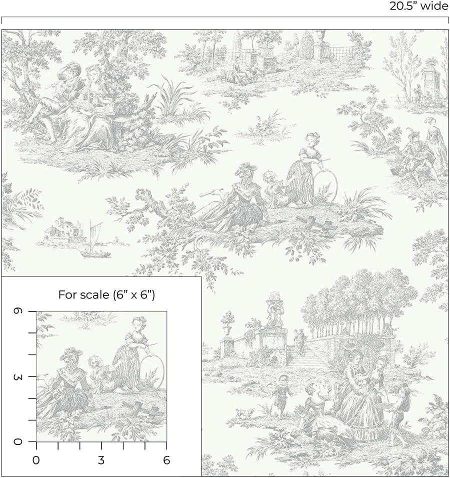 NextWall Argos Grey Chateau Toile Peel and Stick Wallpaper