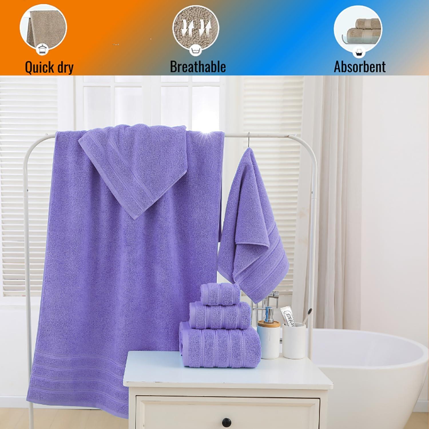 American Soft Linen 6 Piece Towel Set, 100% Cotton Bath Towels for Bathroom, Lilac