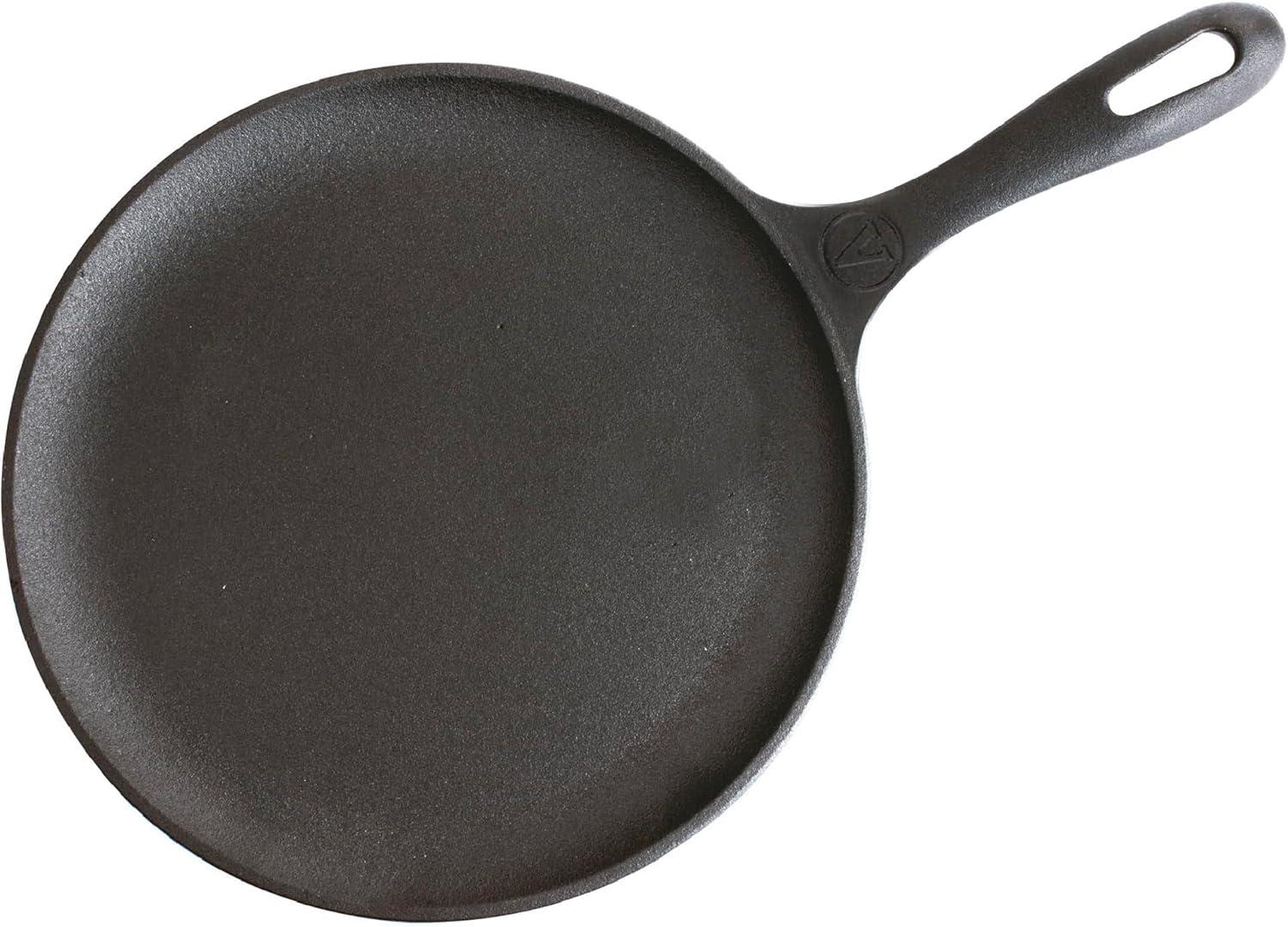 Victoria 10.5-Inch Preseasoned Cast Iron Griddle Pan with Long Handle