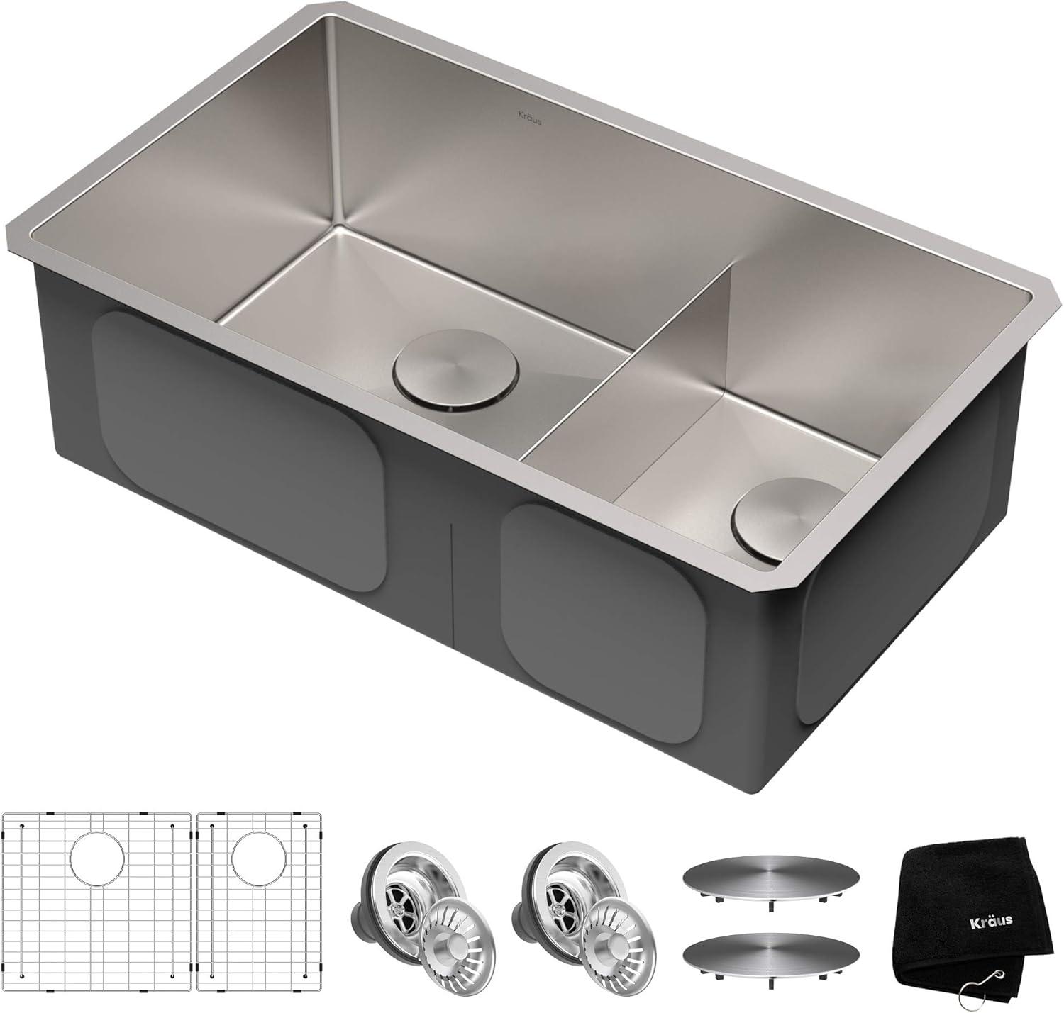 KRAUS Standart PRO™ Undermount 60/40 Double Bowl 16 Gauge Stainless Steel Kitchen Sink