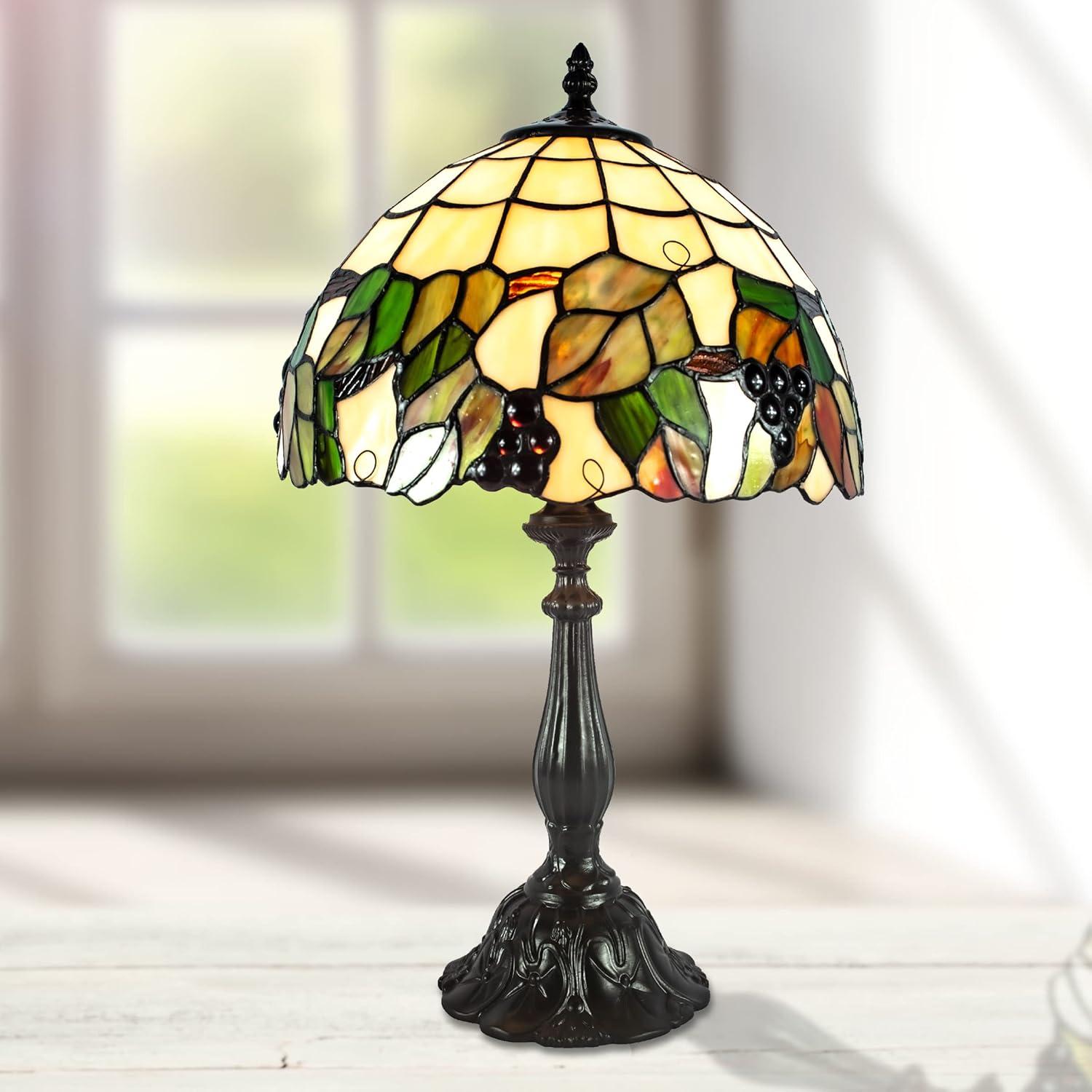 Dale Tiffany Geometric Resin & Art Glass Table Lamp in Dark Coffee/Green