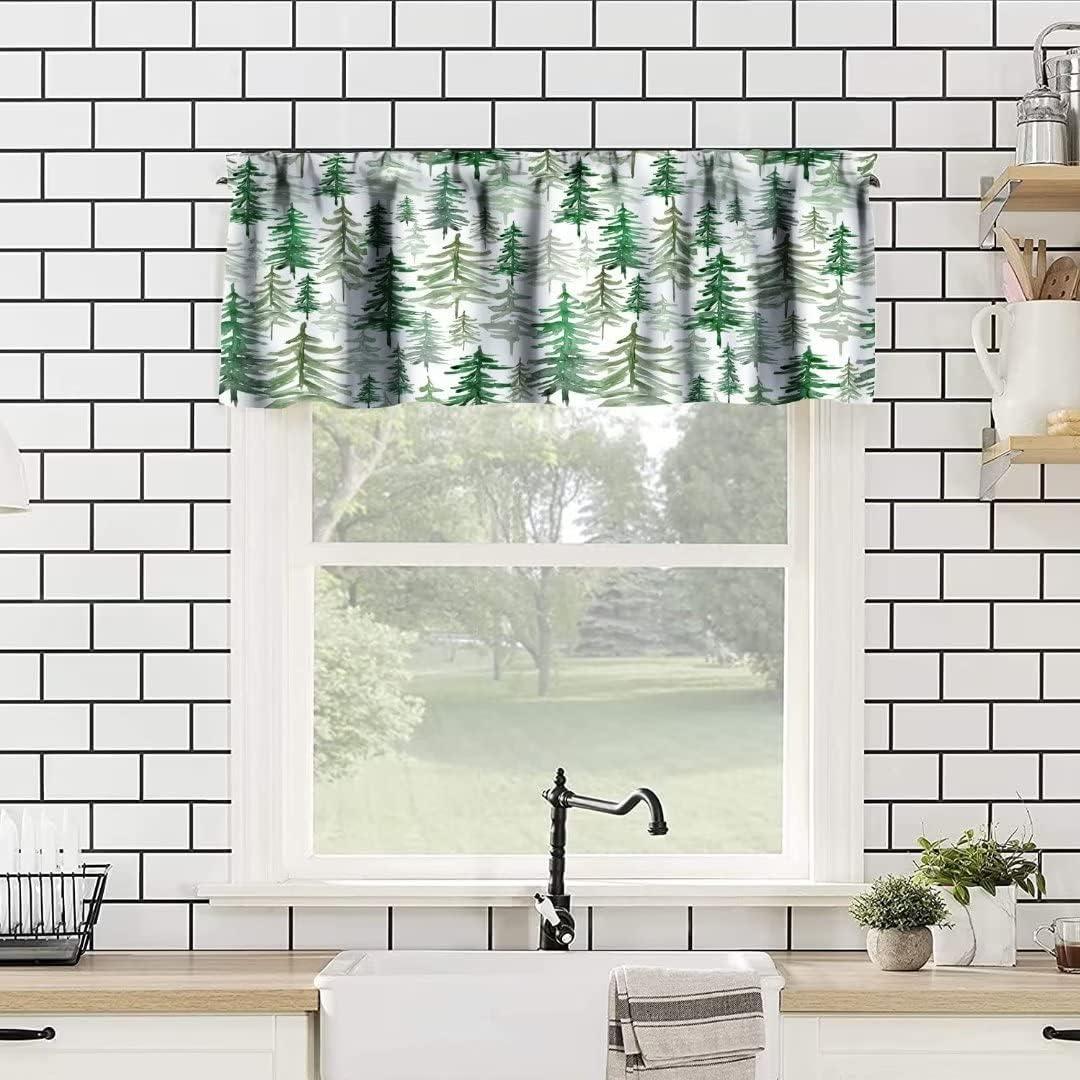 Green Forest Watercolor Blackout Polyester Valance Curtain