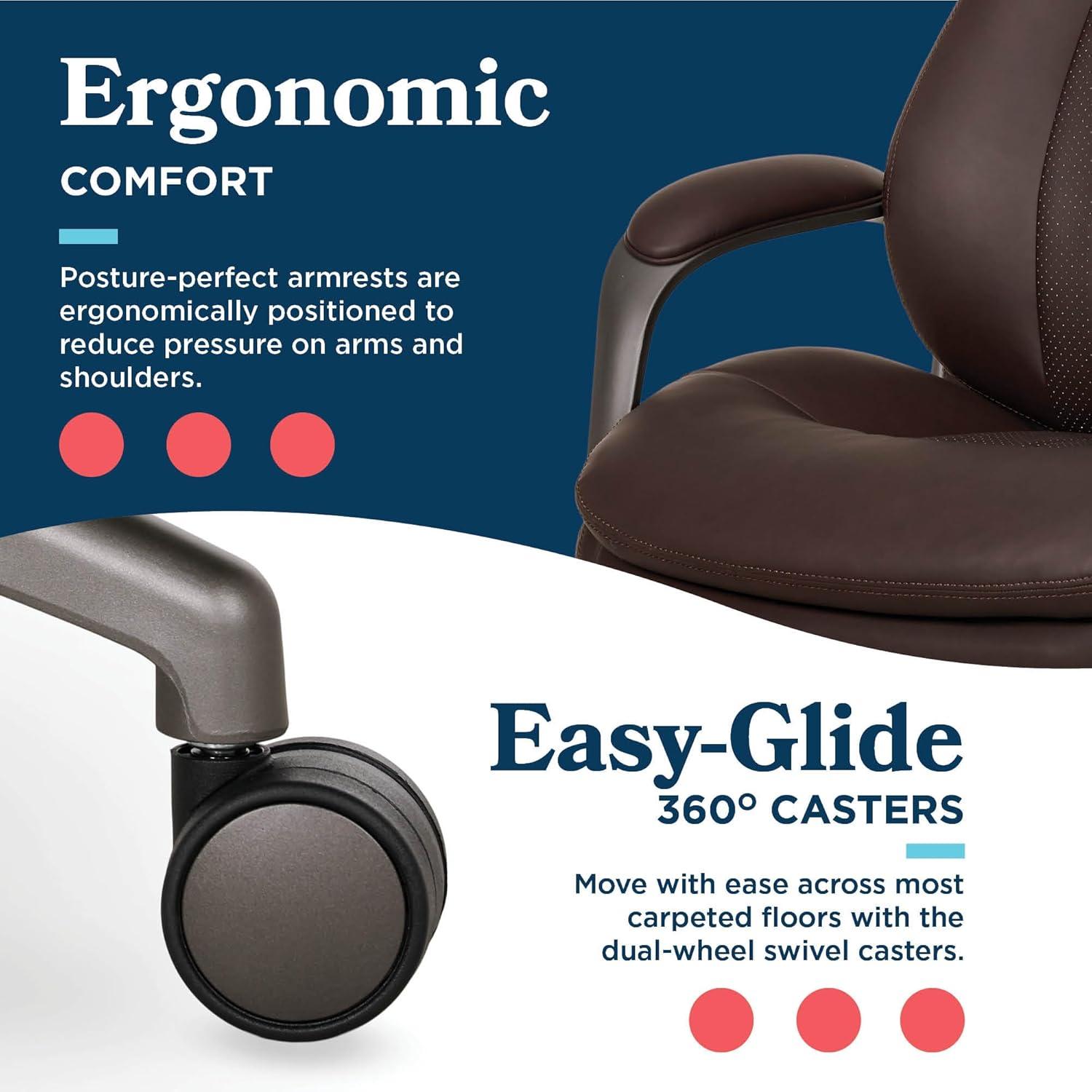 La-Z-Boy La-Z-Boy® Nova Executive Office Chair, Patented AIR Ergonomic Support Technology®, High-Back Premium Comfort & Support, Vegan PU Leather