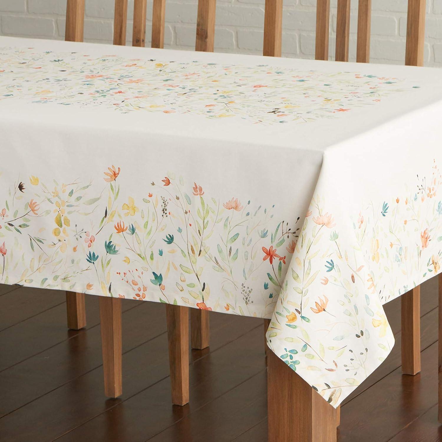 Maison d' Hermine Table Cloth Rectangle Table 100% Cotton 60 x 90 Inches Tablecloth Reusable Decorative Everyday Use for Dining Room, Farmhouse, Home, Party, Festive & Wedding Spring Summer - Colmar